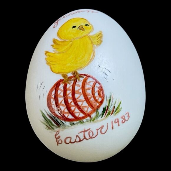 Vtg 1983 Ceramic Hand Painted “JASON” Easter Egg w/Chick & Easter Signed Boström - Picture 5 of 6